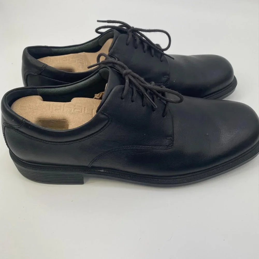 MENS ROCKPORT BLACK LEATHER DRESS SHOES‎